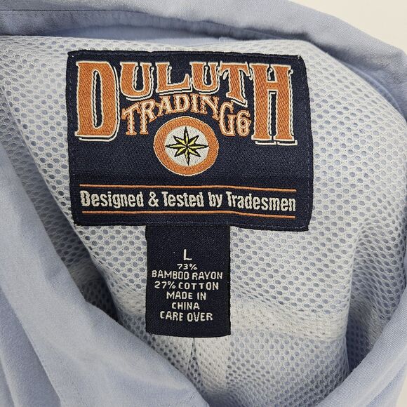 Duluth Trading Shirt Mens Large Fishing Button Down Casual Blue L Bamboo Rayon - Picture 11 of 12